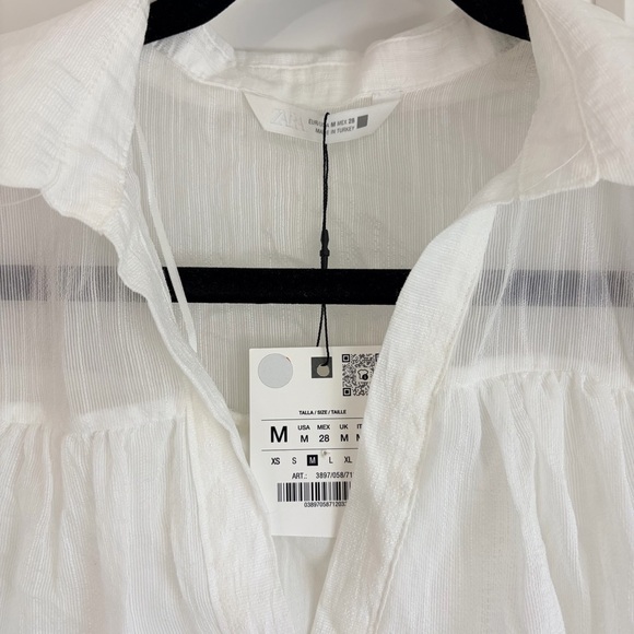 Zara White Long Sleeve Dress | M - Picture 4 of 6